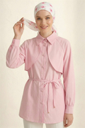 Pink Tunic with Cape and Lace Detail