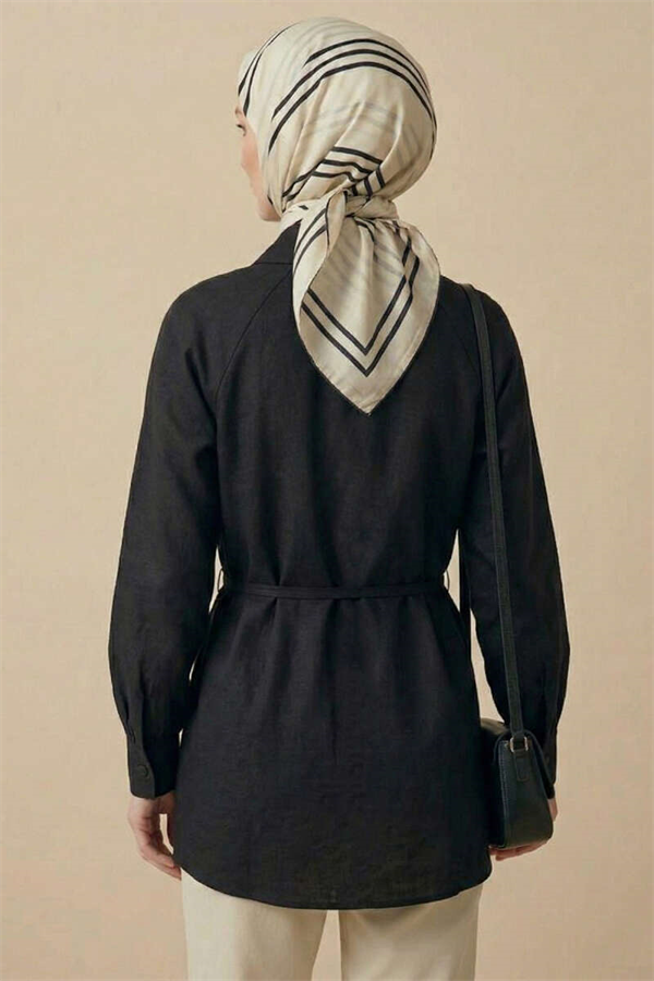 Cape-Style Tunic with Lace Detail, Black