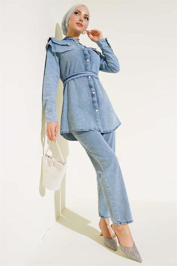Cape Denim 2 Piece Set Denim Blue