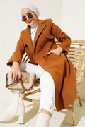 Cape Belted Cashmere Coat Tan