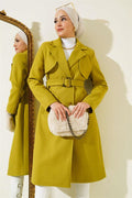 Cape Belted Cashmere Coat Oil Green