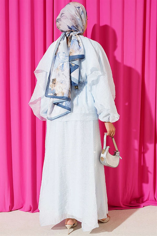 2 Piece Set with Cape and Loose Skirt, Blue