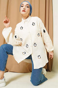 Penguin Embroidered Muslin Shirt, Beige