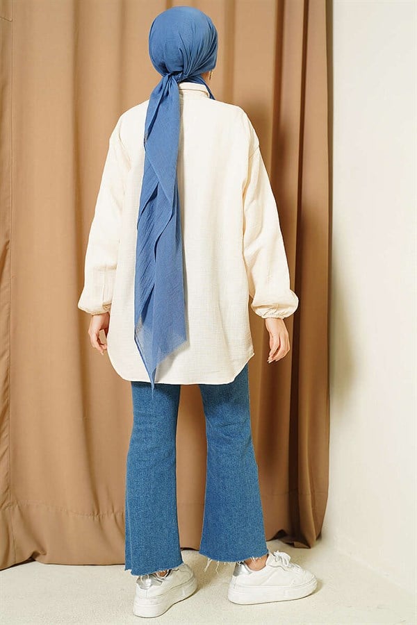 Penguin Embroidered Muslin Shirt, Beige