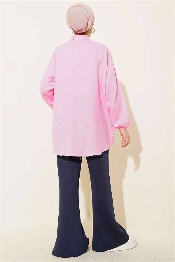 Penguin Embroidered Muslin Shirt Pink