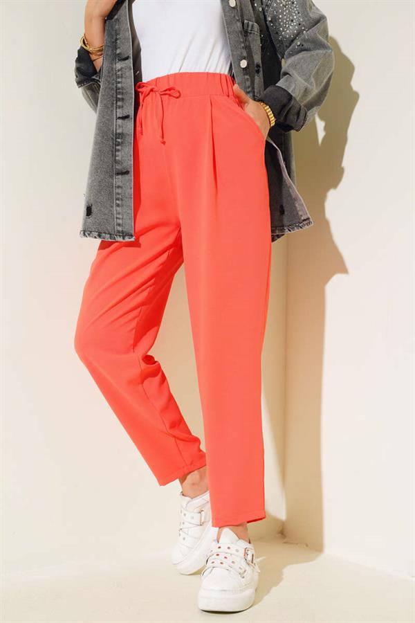 Dart Detailed Skinny Leg Trousers Salmon