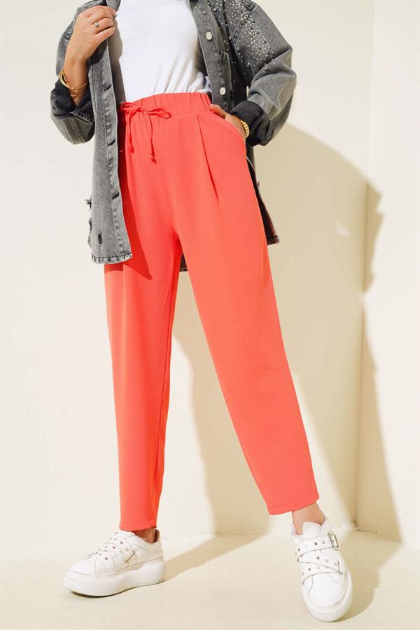 Dart Detailed Skinny Leg Trousers Salmon