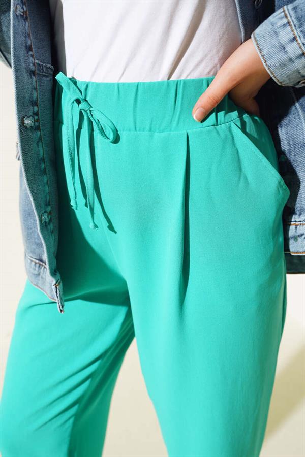 Dart Detailed Skinny Leg Trousers Aqua Green