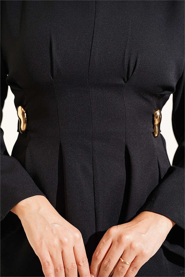 Pens Detailed 2 Piece Set with Gold Buckle, Black