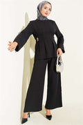 Pens Detailed 2 Piece Set with Gold Buckle, Black