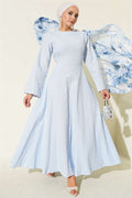 Linen Dress with Dart Details, Ice Blue