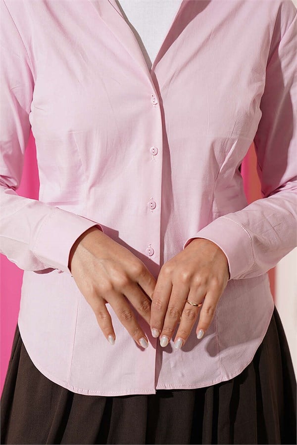 Pink Shirt with Detailed Cuffs