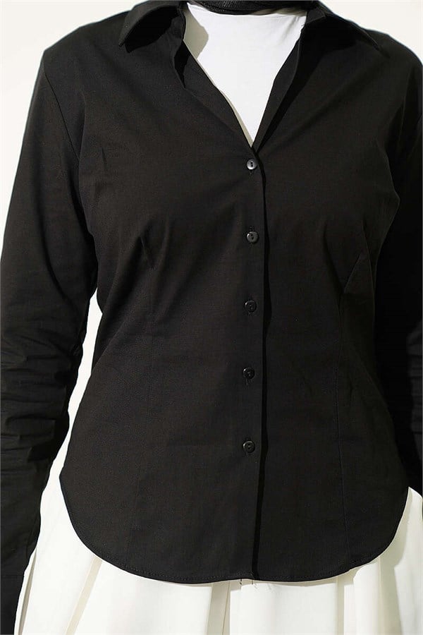 Black Shirt with Detailed Cuffs