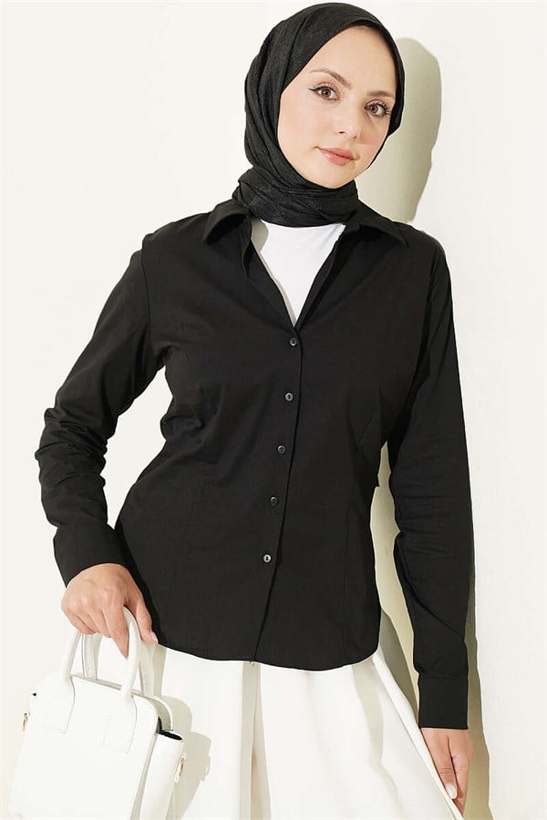 Black Shirt with Detailed Cuffs