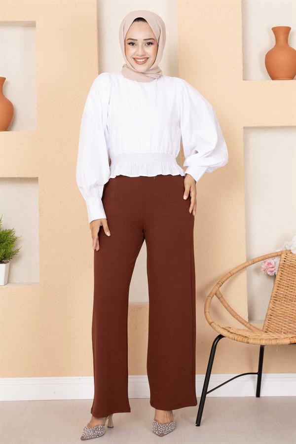 Dart Detailed Palazzo Trousers Brown