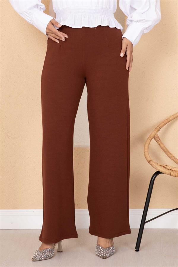 Dart Detailed Palazzo Trousers Brown