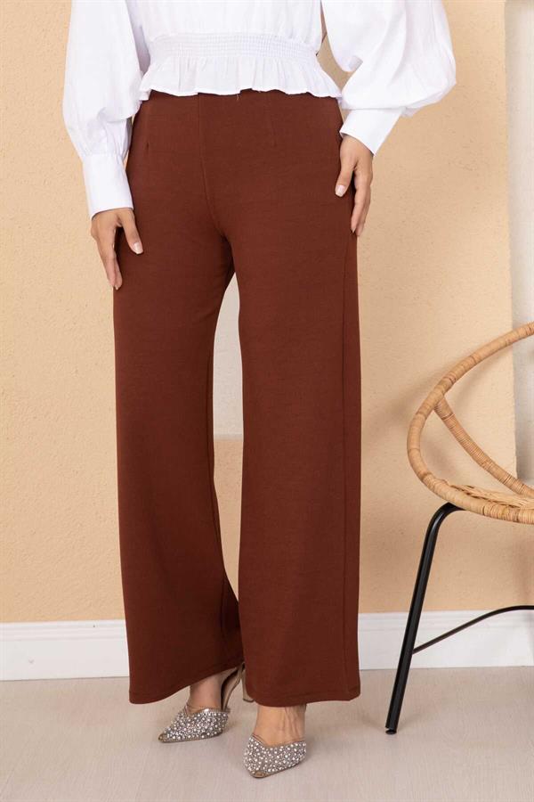 Dart Detailed Palazzo Trousers Brown