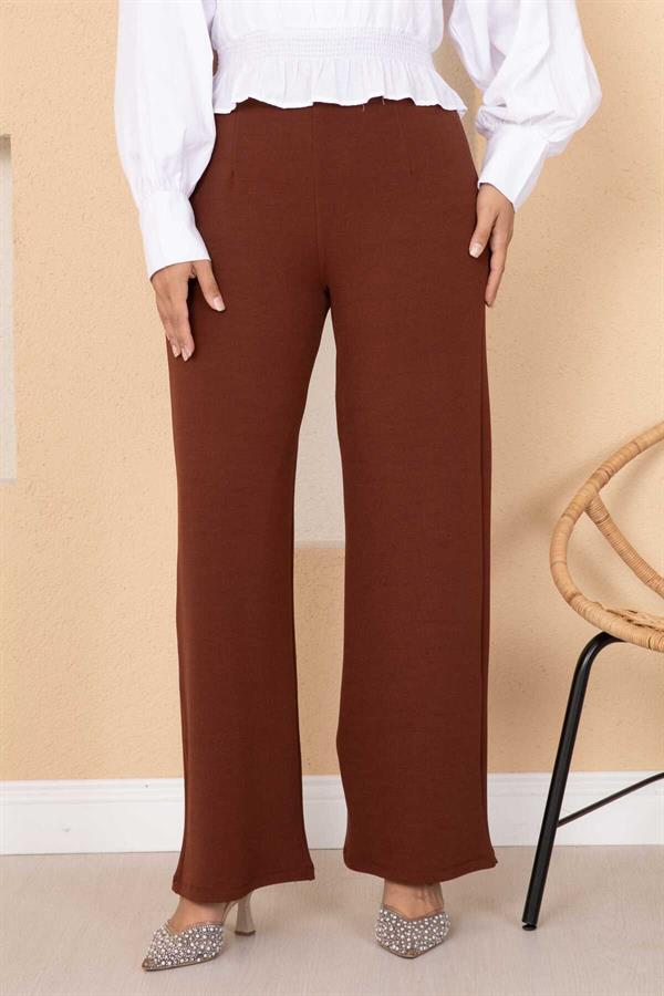 Dart Detailed Palazzo Trousers Brown