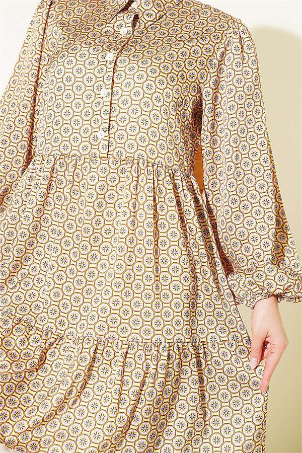 Honeycomb Patterned Satin Tunic, Olive Green