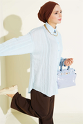 Honeycomb Striped Oversize Shirt Blue