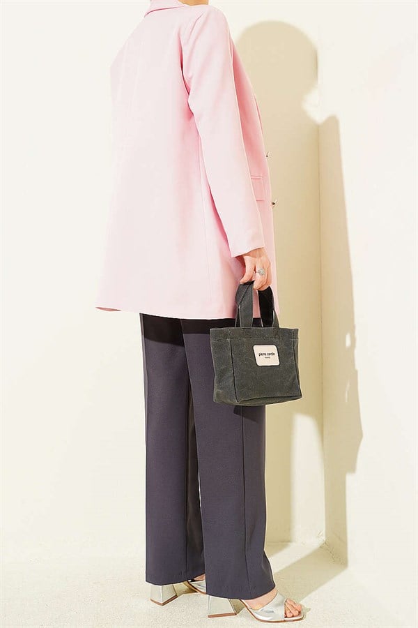 Wide-Leg Trousers with Pleat Detail, Smoke Grey