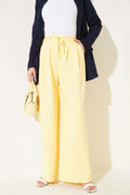 Pleated Detailed Rope Belted Trousers Yellow
