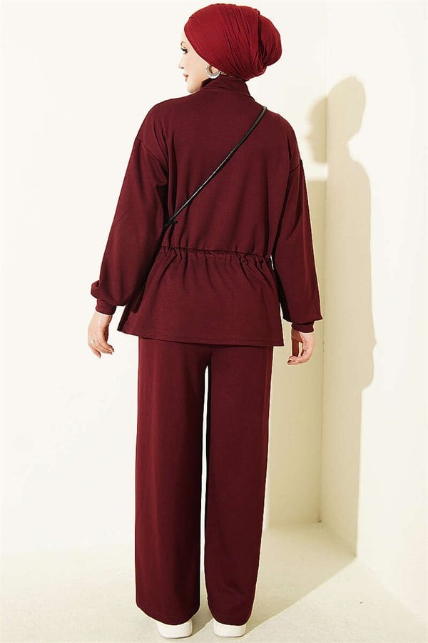 Pleated Loysa 2 Piece Set in Burgundy