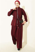 Pleated Loysa 2 Piece Set in Burgundy