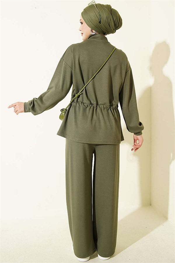 Pleated Detail Loysa 2 Piece Set, Khaki