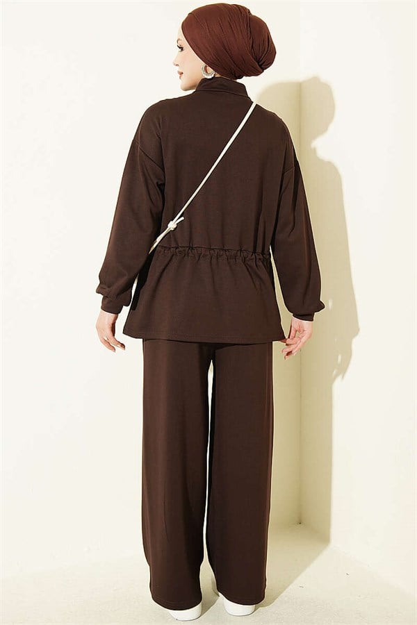 Pleated Detail Loysa 2 Piece Set, Coffee