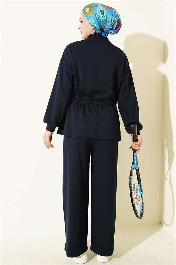 Pleated Loysa 2 Piece Set, Navy Blue