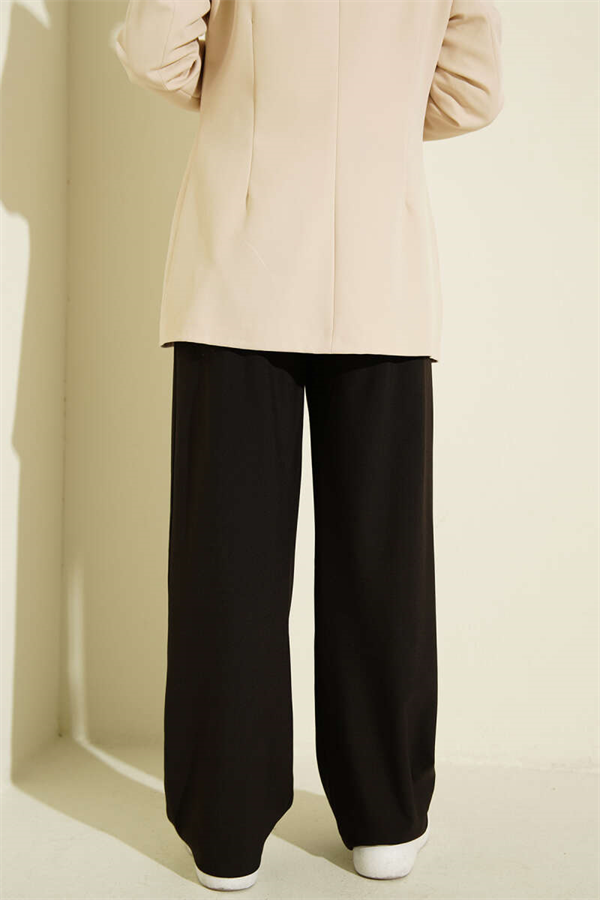Pleated Double-Button Loose-Fitting Trousers Dark Brown