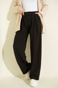 Pleated Double-Button Loose-Fitting Trousers Dark Brown