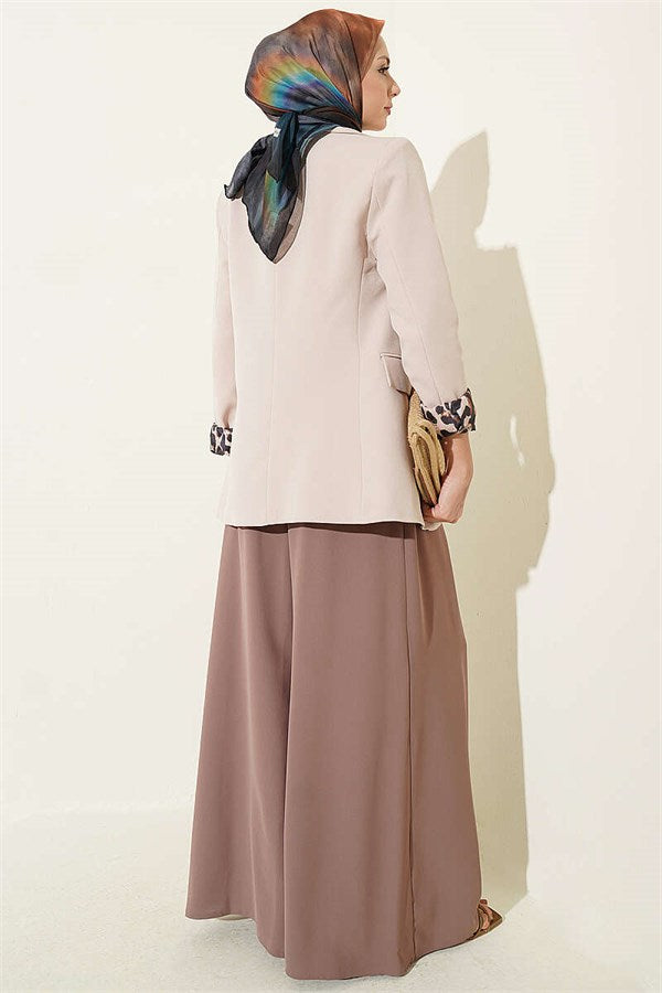 Pleated Detail Wide Leg Fabric Trousers, Milk Coffee