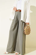 Pleated Belted Oversize Trousers Khaki