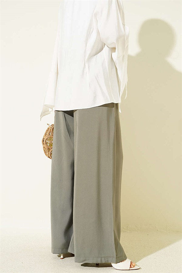 Pleated Belted Oversize Trousers Khaki