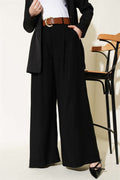 Pleated Belted Oversize Pants Black