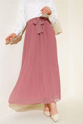 Pleated Detailed Chiffon Skirt Dusty Rose