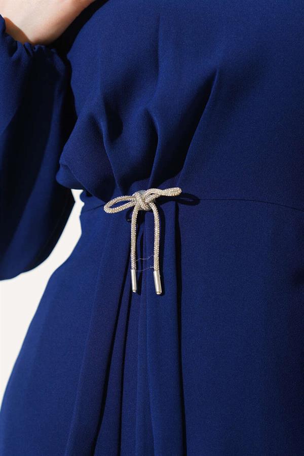 Pleated Skirted Tunic 2 Piece Set Navy Blue