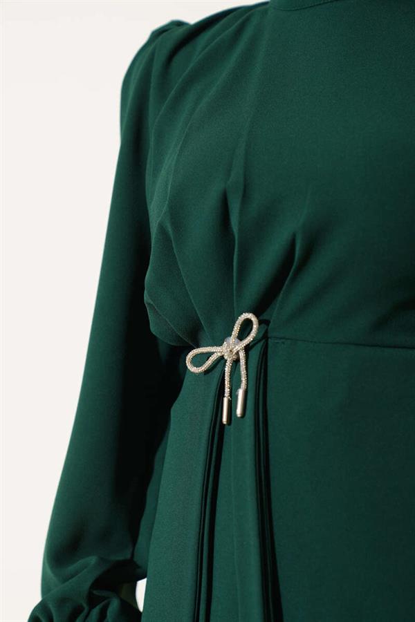 Pleated Skirted Tunic 2 Piece Set Emerald