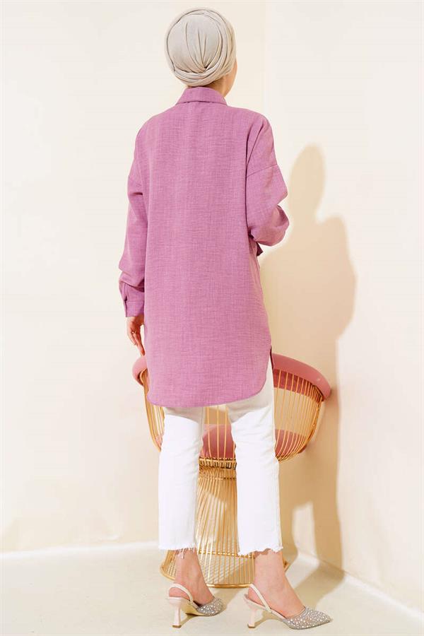 Pleated Swirl Shirt Dusty Rose