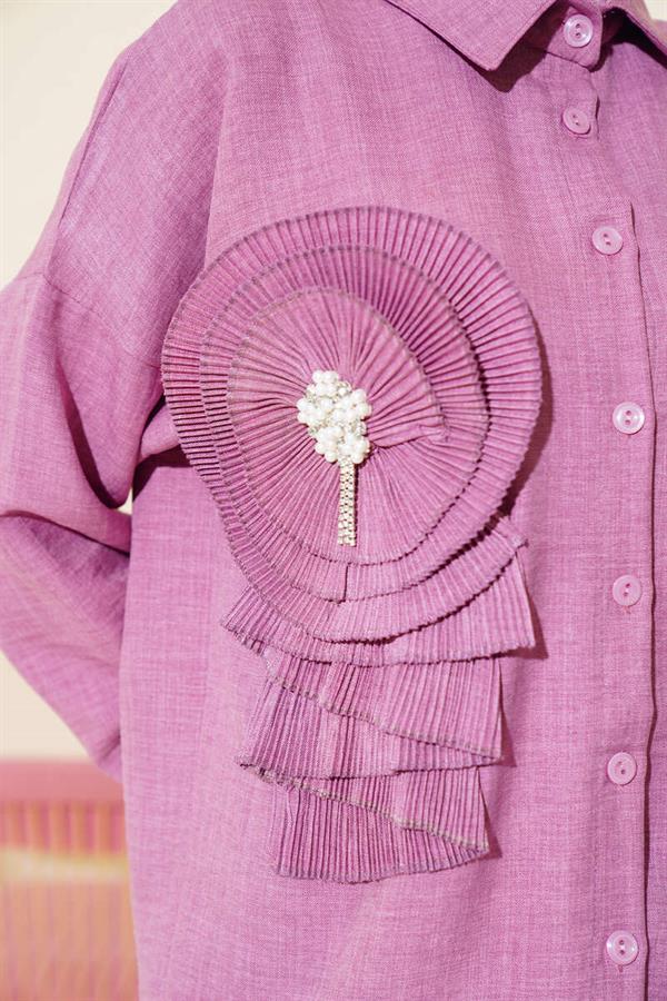 Pleated Swirl Shirt Dusty Rose