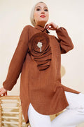 Pleated Swirl Shirt Brown