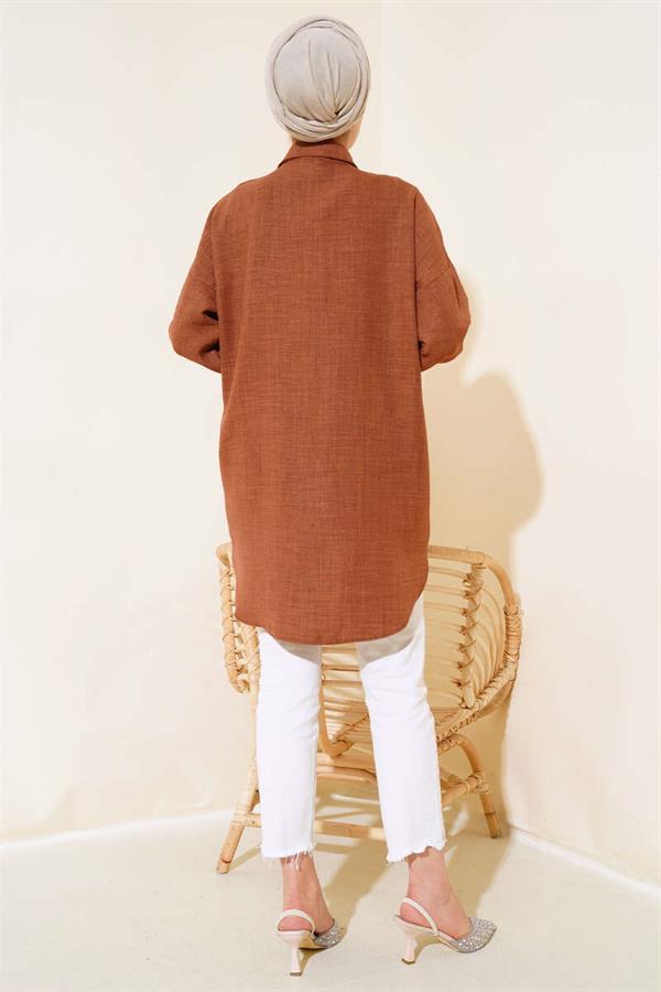 Pleated Swirl Shirt Brown