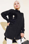 Pleated Swirl Shirt Black