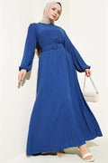 Pleated Belted Ayrobin Dress Indigo