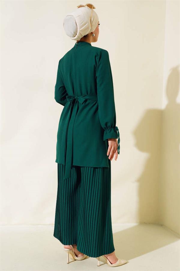 Pleated Trousers 2 Piece Set Emerald