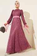 Sparkling Sequined Evening Dress Magenta