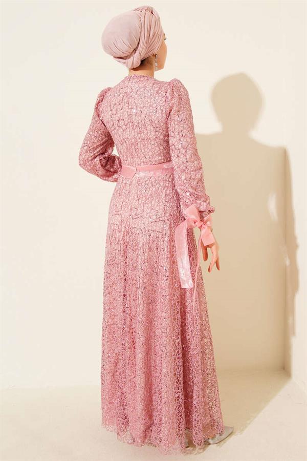 Sparkling Sequined Evening Dress Pink