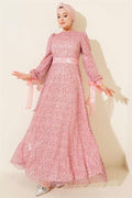 Sparkling Sequined Evening Dress Pink